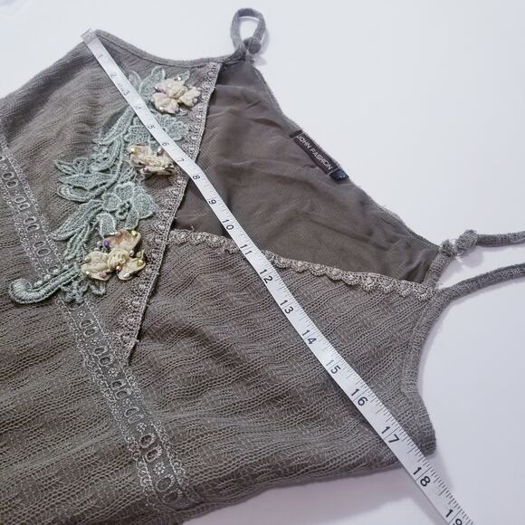 John Fashion Linen Blend Fairy Floral Dress Crochet Knit - Picture 9 of 13